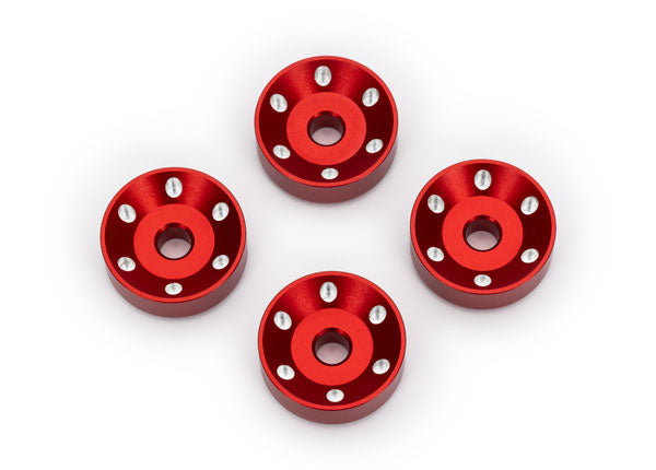10257-RED Traxxas Wheel washers, machined aluminum, red (4)