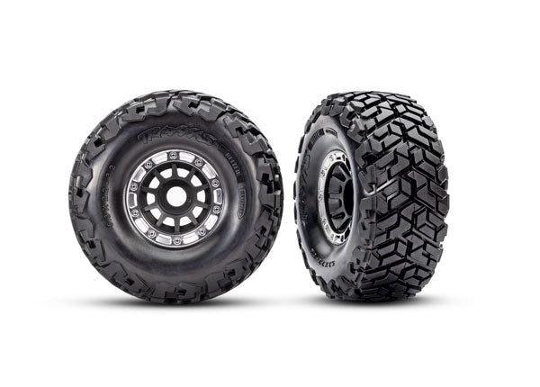 10272-BLK Traxxas Tires & wheels, Maxx Slash belted tires on satin wheels