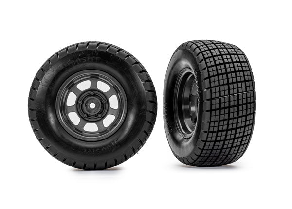 10473 Pneus Traxxas Hoosier sur roues gris graphite (2) (2RM avant) 