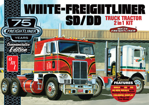 AMT1046 TRACTEUR AMT WHITE FREIGHTLINER 2en1 SC/DD CABOVER (1/25)