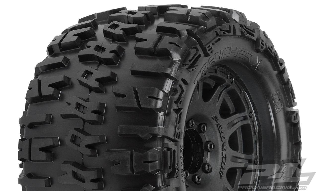 PRO118410 Trencher X 3.8" All-Terrain Tires Mounted on Raid Black 8x32 Removable Hex Wheels (2) for 17mm MT Front or Rear ***OPEN BOX***