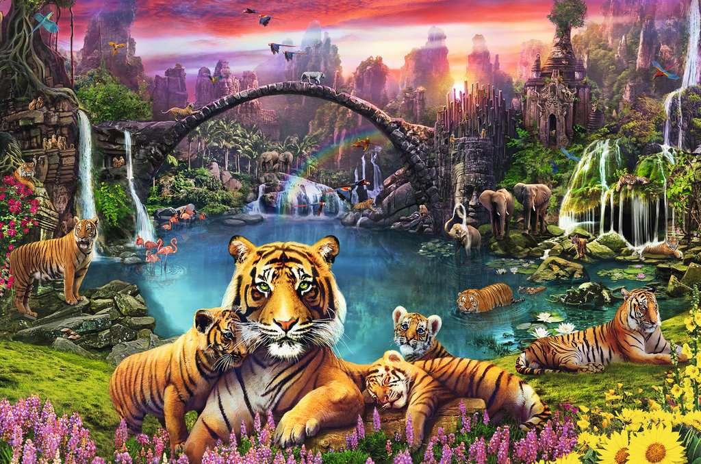 Puzzle 3000 pièces Tigres au paradis