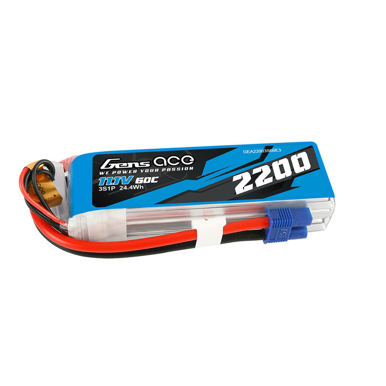 GEA22003S60E3 Gens Ace 2200mAh 11.1V 60C 3S1P Lipo Battery Pack With EC3 Plug