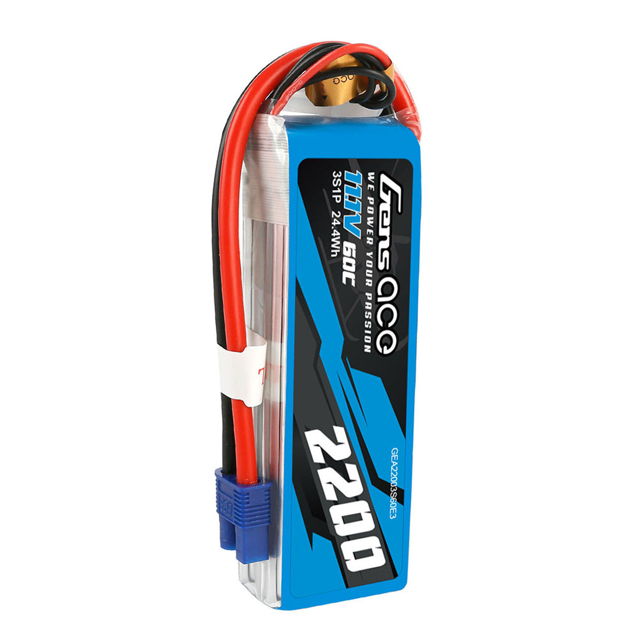 GEA22003S60E3 Gens Ace 2200mAh 11.1V 60C 3S1P Lipo Battery Pack With EC3 Plug