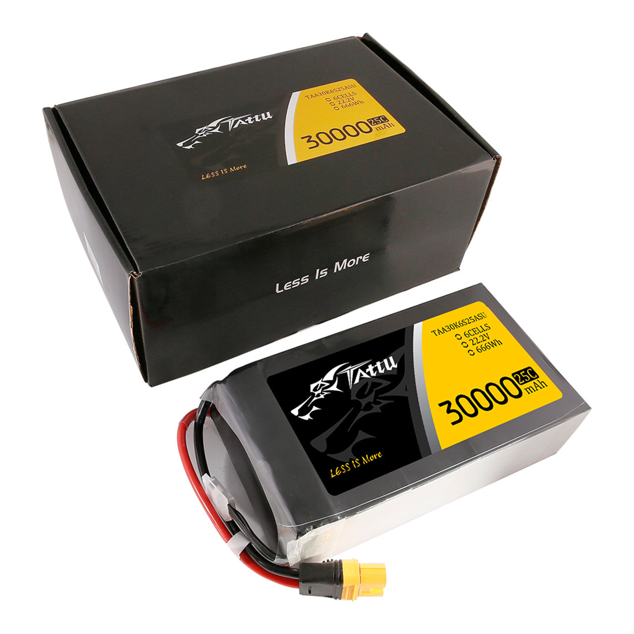 Tattu 22.2V 25C 30000mAh 6S1P Lipo Battery Pack With AS150U + XT150 Plug