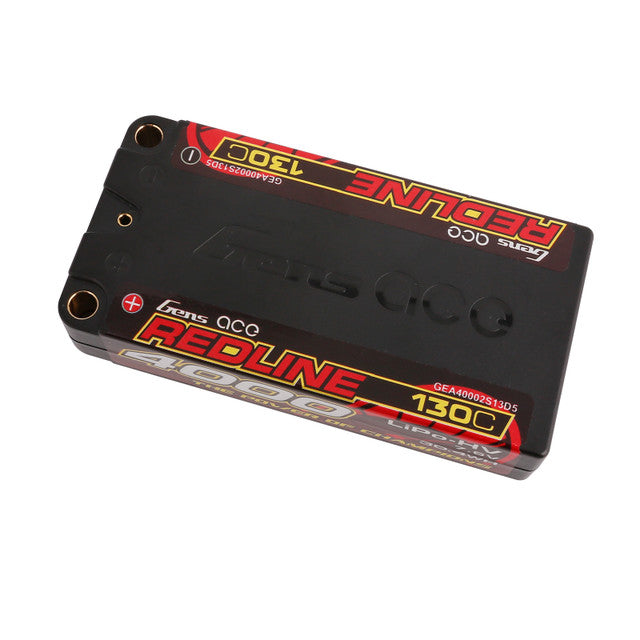 GEA40002S13D5 Gens Ace Redline Series 4000mAh 7.6V 130C 2S1P HardCase 65# HV Lipo Battery With 5.0mm Bullet LCG