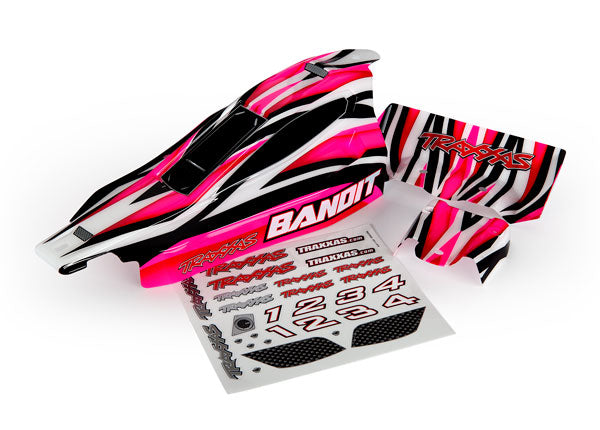 2433 Traxxas Body, Bandit, pintado en rosa, calcomanías aplicadas