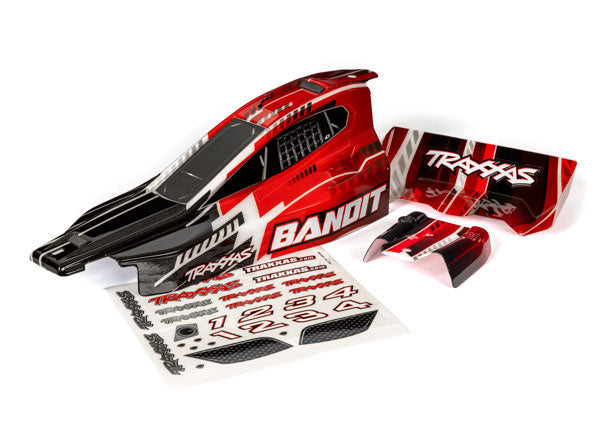 2450 Traxxas Body, Bandit Black &amp; Red (pintado, calcomanías aplicadas)