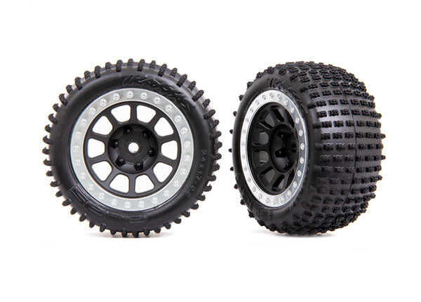 2470G Traxxas trasero negro/satinado Beadlock con neumáticos Alias