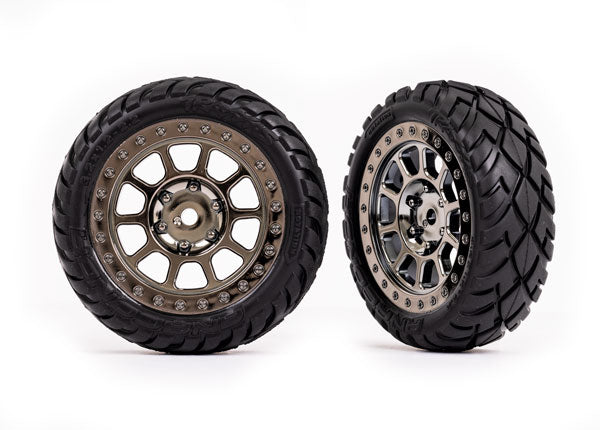 2479T Traxxas Delantero Negro Cromado con Neumáticos Anaconda