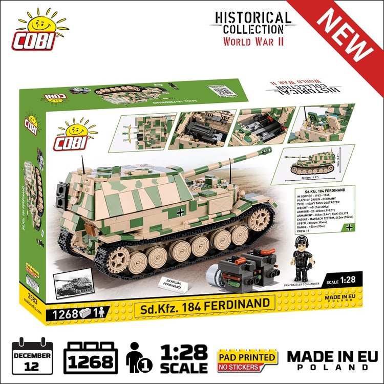 COBI-2583 COBI 1268 pièces HC seconde guerre mondiale/2583/SDKFZ. 184 FERDINAND