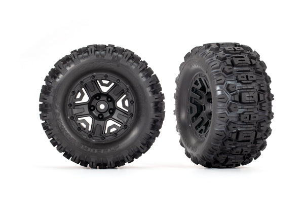 3778 Traxxas Sledgehammer Tires & Wheels, Black 2.8" (2) ***OPEN BOX***