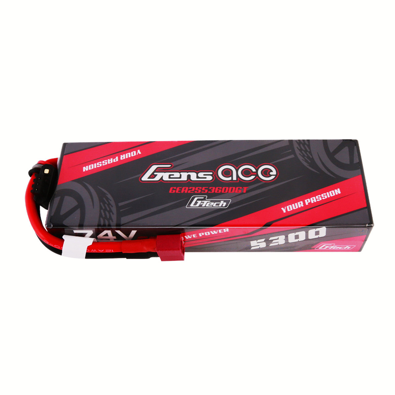 GEA2S5360DGT Gens Ace G-Tech 5300mAh 7.4V 60C 2S1P HardCase Lipo Battery Pack 21# With Deans Plug