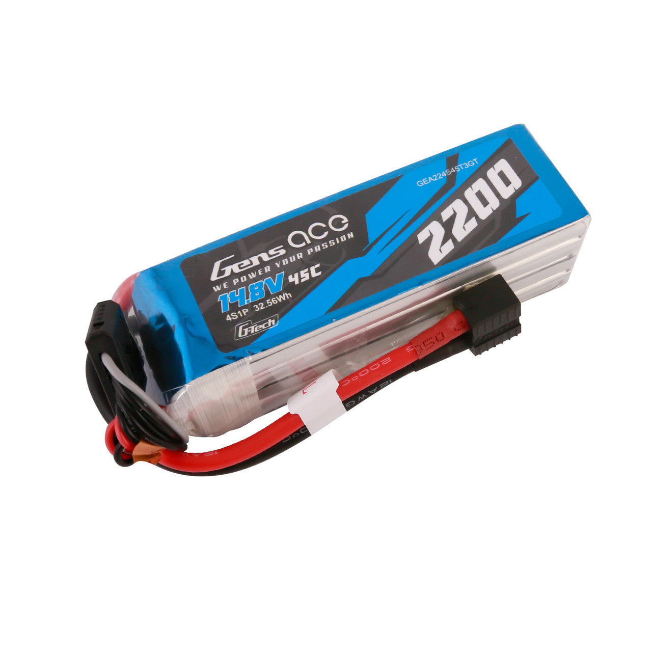 GEA224S45T3GT Gens Ace G-Tech 2200mAh 45C 14.8V 4S1P Lipo Battery Pack With EC3 And Deans Adapter