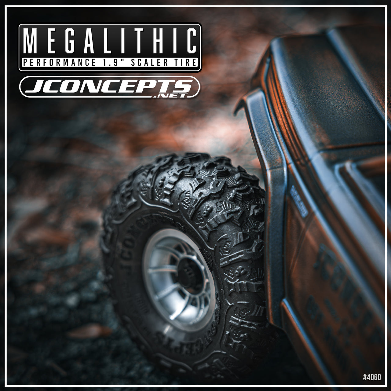 Pneu Megalithic Scaler JConcepts 1,9" - Composé vert, diamètre extérieur 4,75"