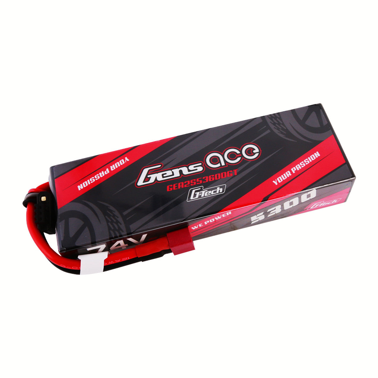 GEA2S5360DGT Gens Ace G-Tech 5300mAh 7.4V 60C 2S1P HardCase Lipo Battery Pack 21# With Deans Plug
