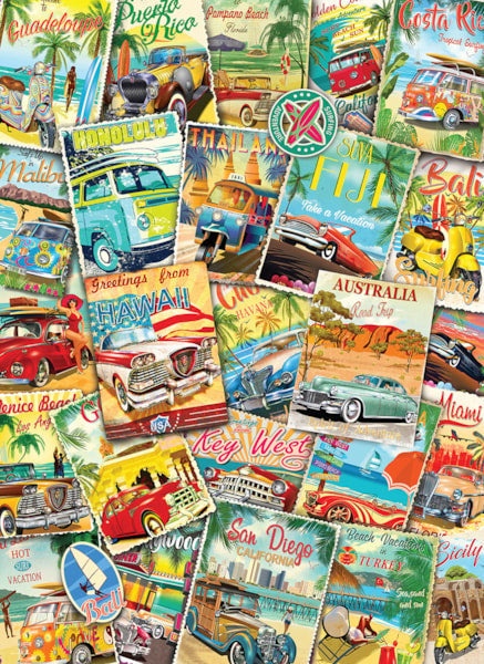 Puzzle de 1000 pièces Collage de voyage vintage