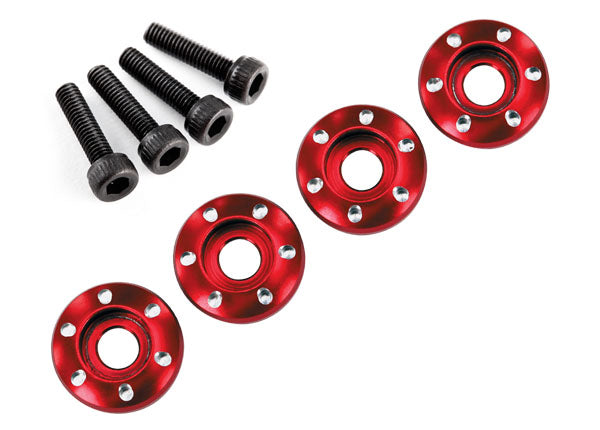 7668R Traxxas LaTrax Arandela de tuerca de rueda de aluminio (roja) (4) 