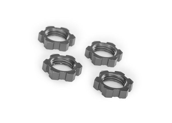7758-GRAY Traxxas Wheel Nuts Splined 17MM Serrated (Gray) (4)