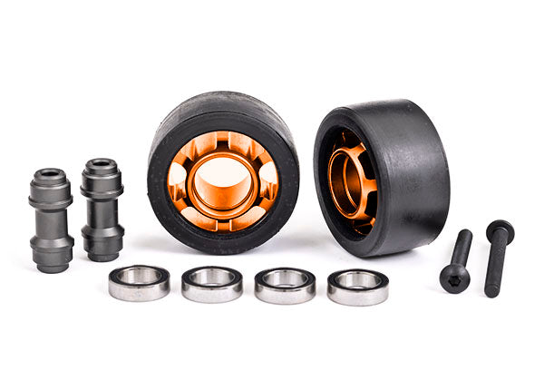 Ruedas Traxxas 7775T, barra con ruedas, aluminio 6061-T6 (naranja) (2)