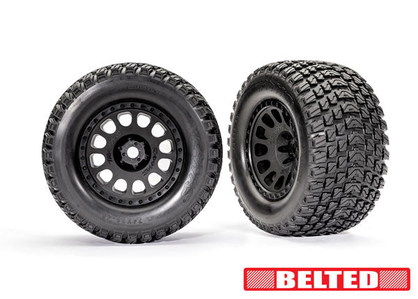 7862 Traxxas Gravix™ Belted Premounts - Black Wheels (XRT®)