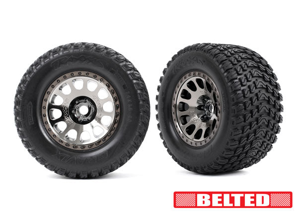 7862X Traxxas Gravix™ Belted Premounts - Black Chrome Wheels (XRT®)