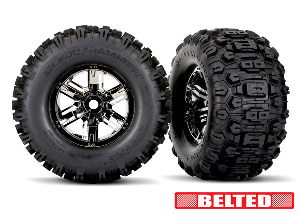 7871X Traxxas Sledgehammer® Premontajes cromados negros con cinturón (X-Maxx®)