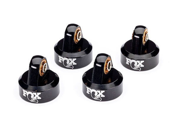 8456 Traxxas Shock caps, aluminum (black-anodized), Fox Shocks (4)