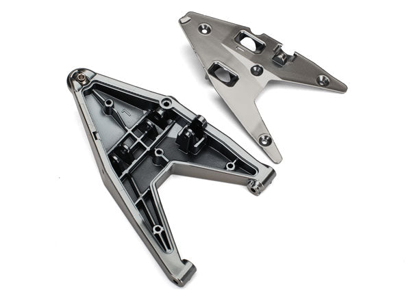 8533X Traxxas Suspension arm, lower left/ arm insert (satin black chrome-plated) (assembled with hollow ball)