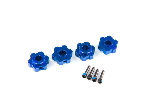 8956X Traxxas Wheel hubs, hex, aluminum (blue-anodized) (4)/ 4x13mm
