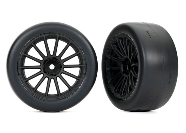 9375 Traxxas Rear Ultra-Wide Slicks, Assembled, Glued Black