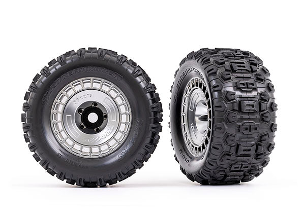 9572X Traxxas Tires And Wheels, Assembled, Glued (3.8" Satin Chrome)