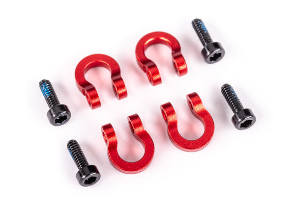 9734R Traxxas Bumper D-rings, Front or Rear, Aluminum - Red