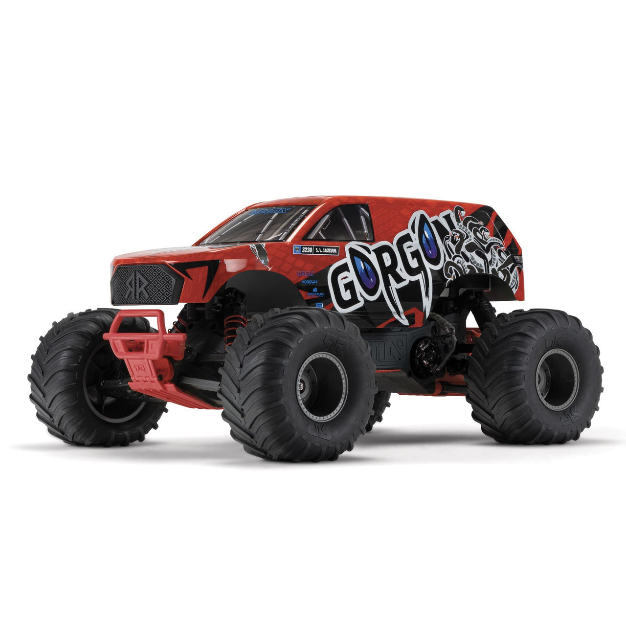 ARA3230ST2 1/10 GORGON 4X2 MEGA 550 Brushed Monster Truck RTR with Battery & Charger, Red