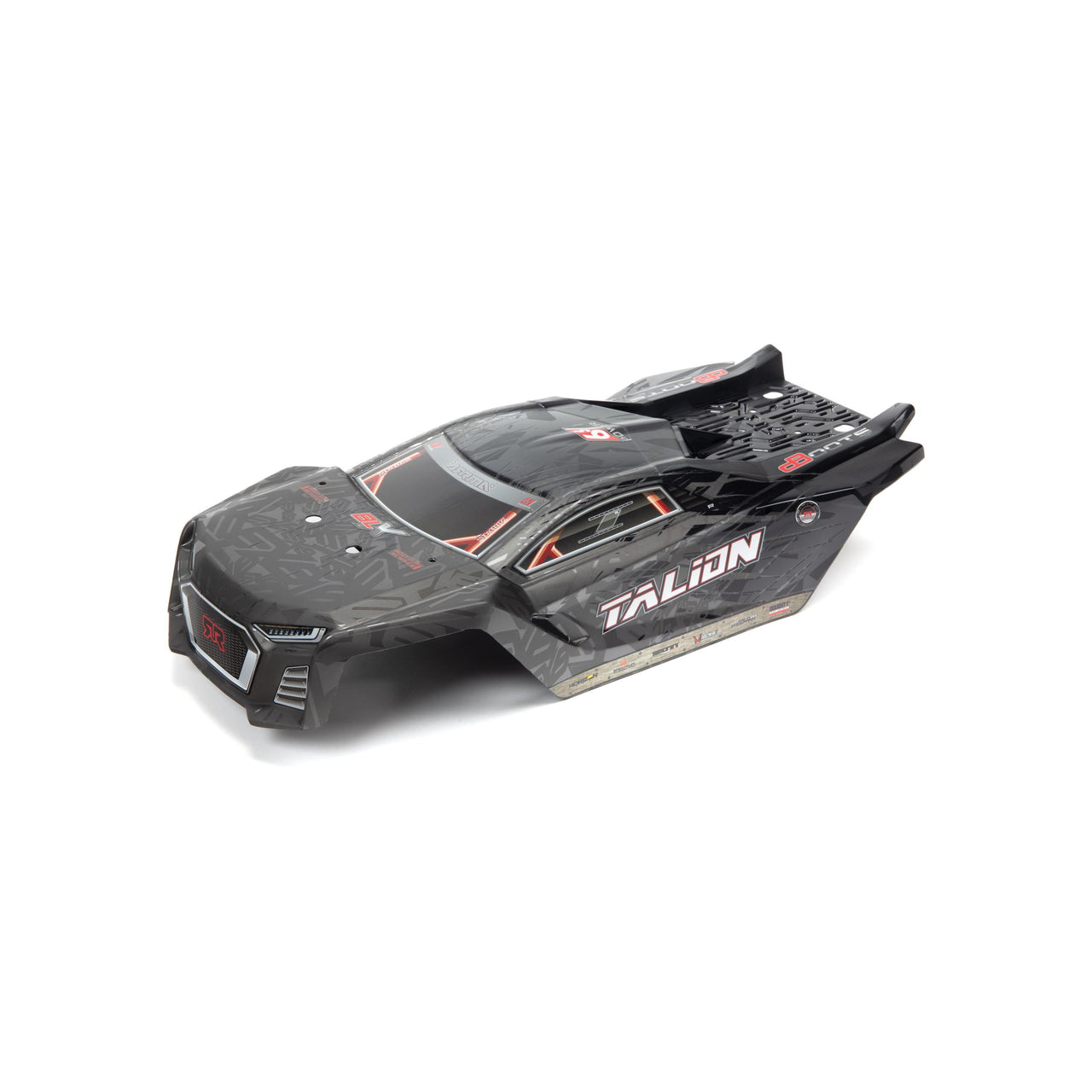 ARA406161 ARRMA 1/8 Cuerpo recortado con calcomanías pintadas, negro: TALION 6S BLX 