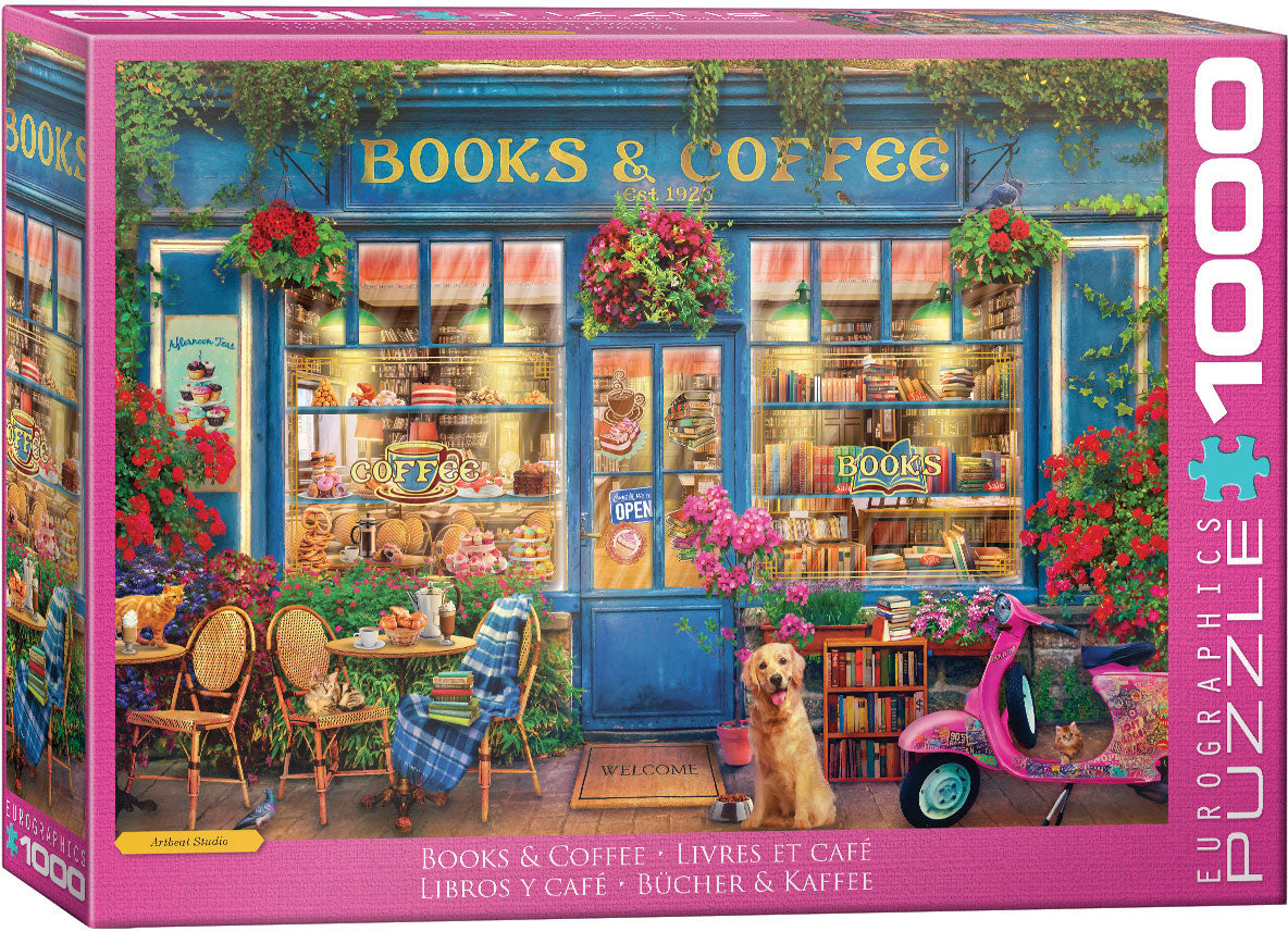 Puzzle 1000 pièces Livres et café