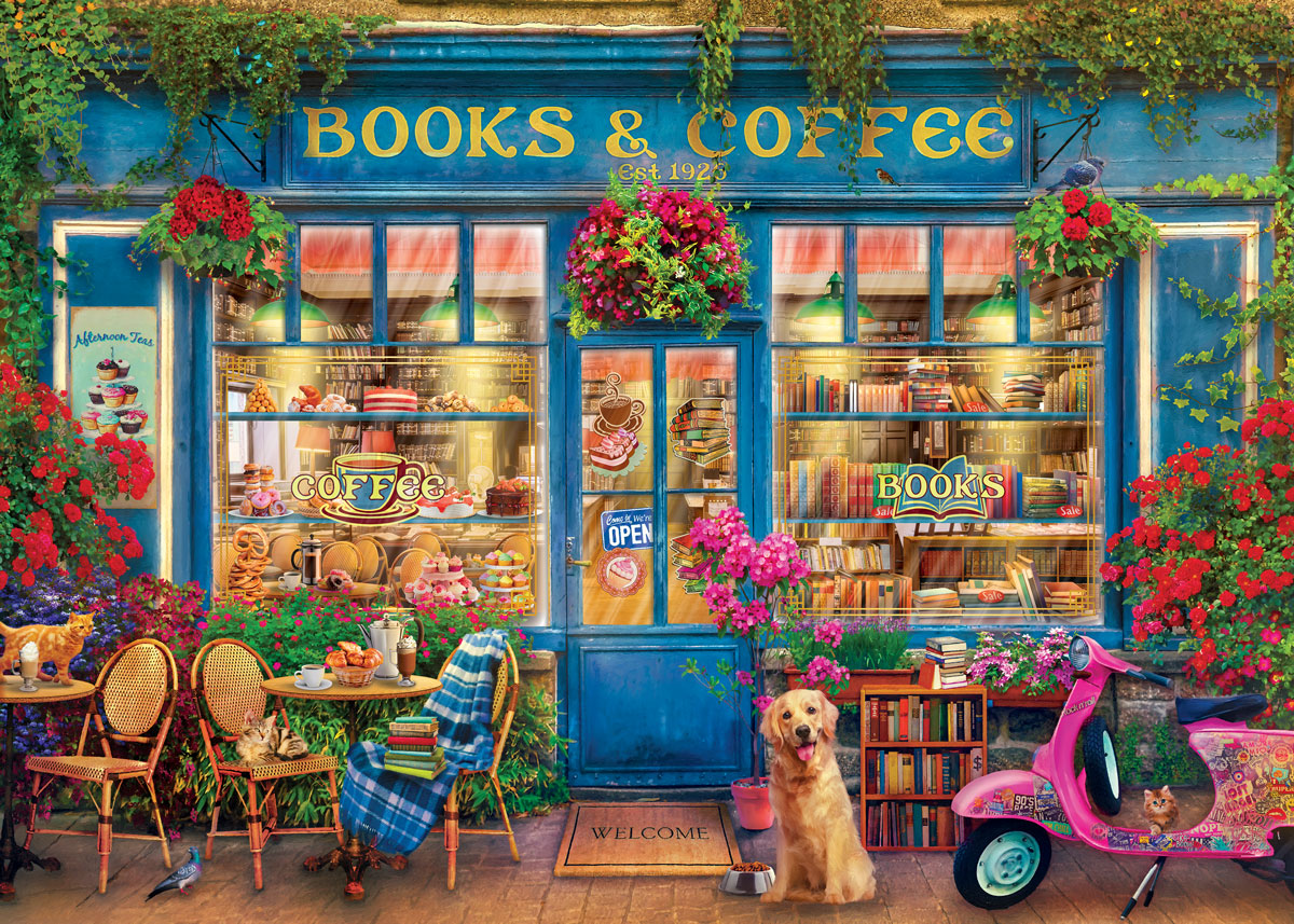 Puzzle 1000 pièces Livres et café