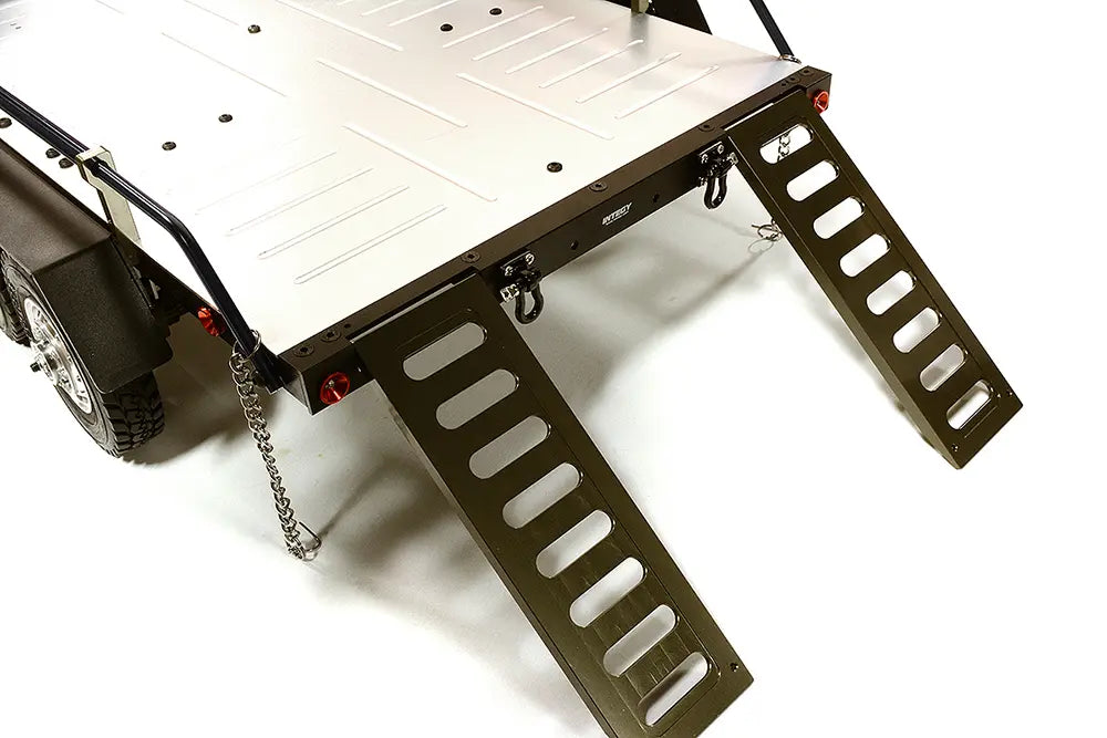 Integy V2 Kit de remolque de coche de doble eje de plataforma plana de aleación mecanizada para RC escala 1/10 