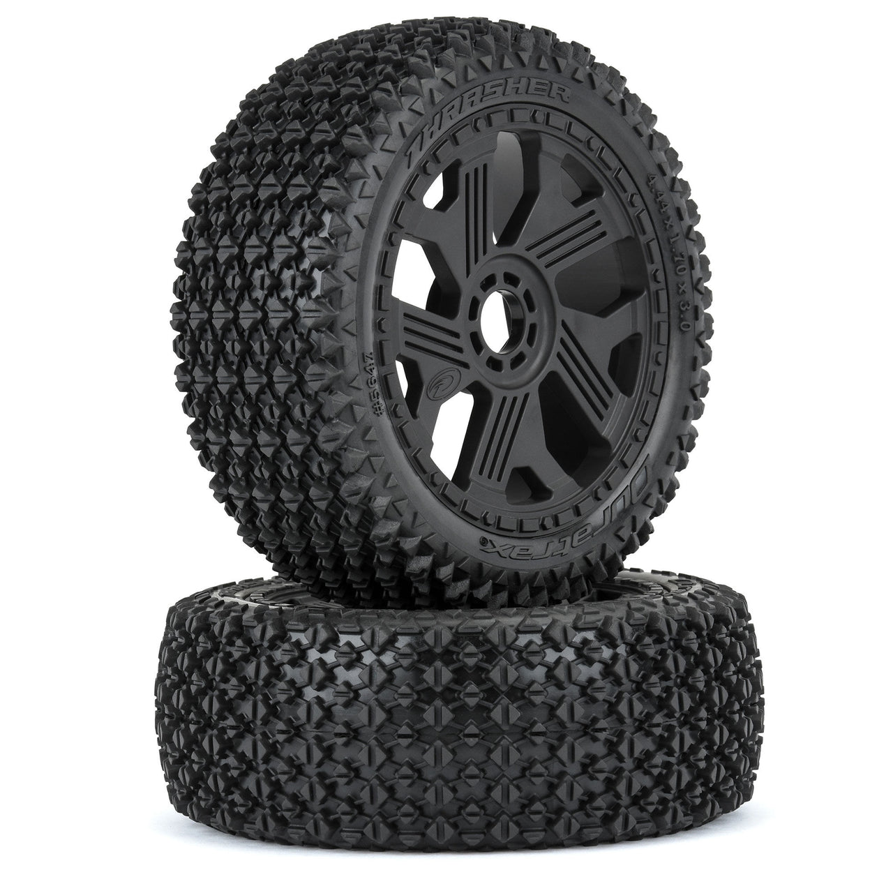 DTX564710 1/8 Thrasher F/R Buggy Tires MTD 17mm Black Ripper Wheel (2)