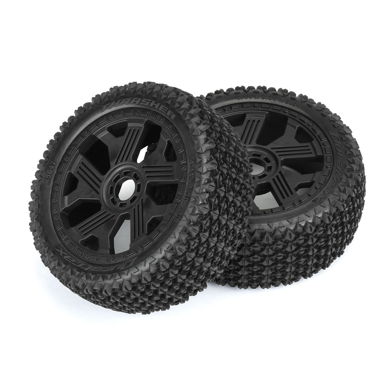 DTX564710 1/8 Thrasher F/R Buggy Tires MTD 17mm Black Ripper Wheel (2)