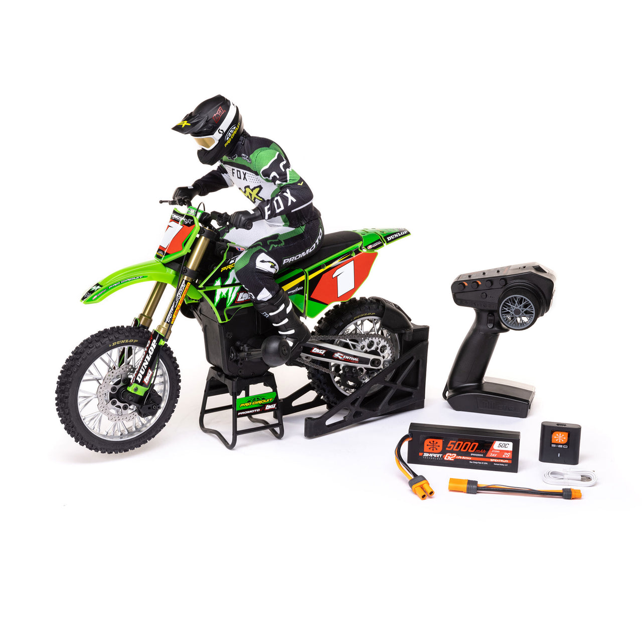 LOS06002 1/4 Promoto-MX Motocicleta RTR con batería y cargador, Pro Circuit 