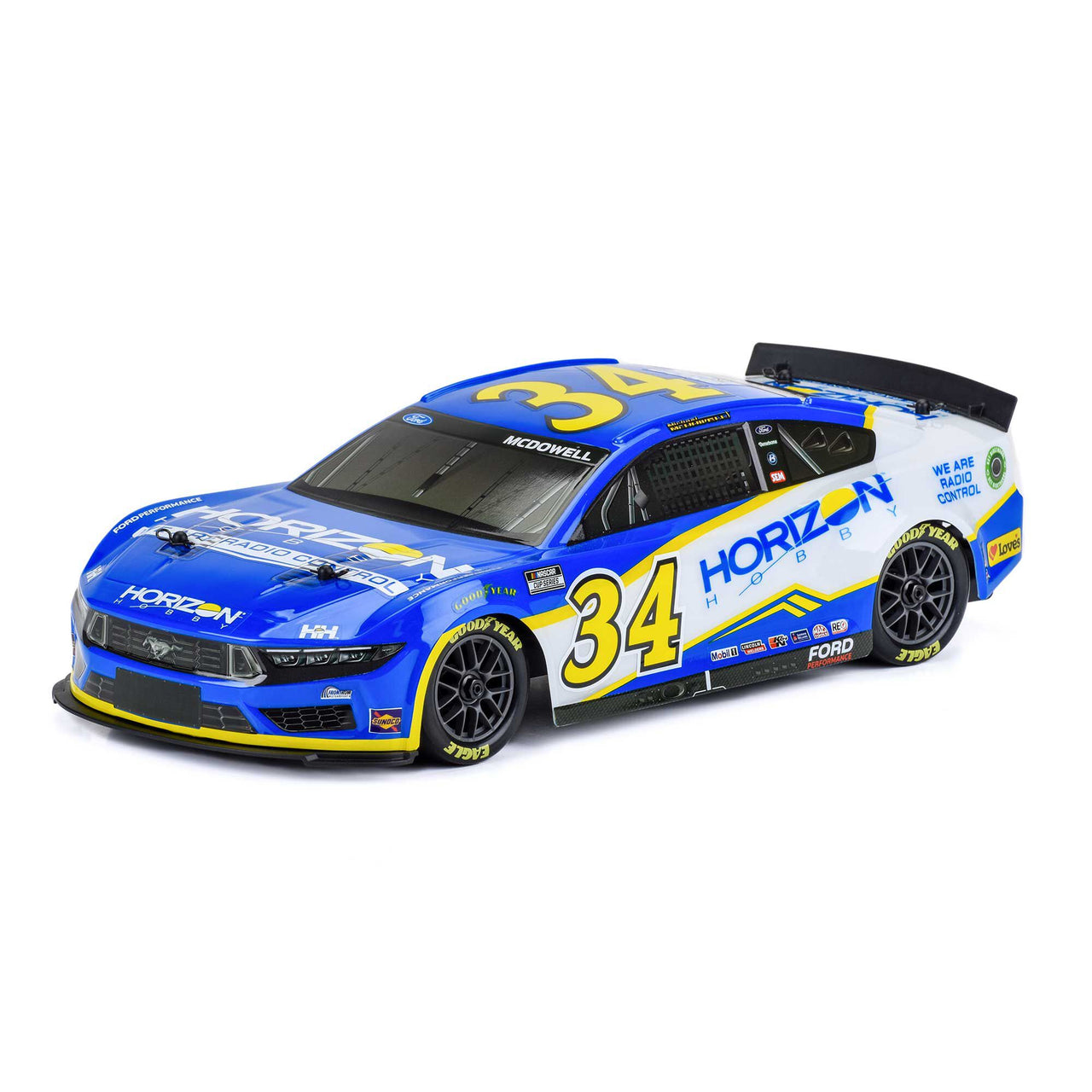 LOS1122434 1/12 AWD NASCAR RC voiture de course RTR, Michael McDowell #34 Horizon Hobby 2024 Ford Mustang 