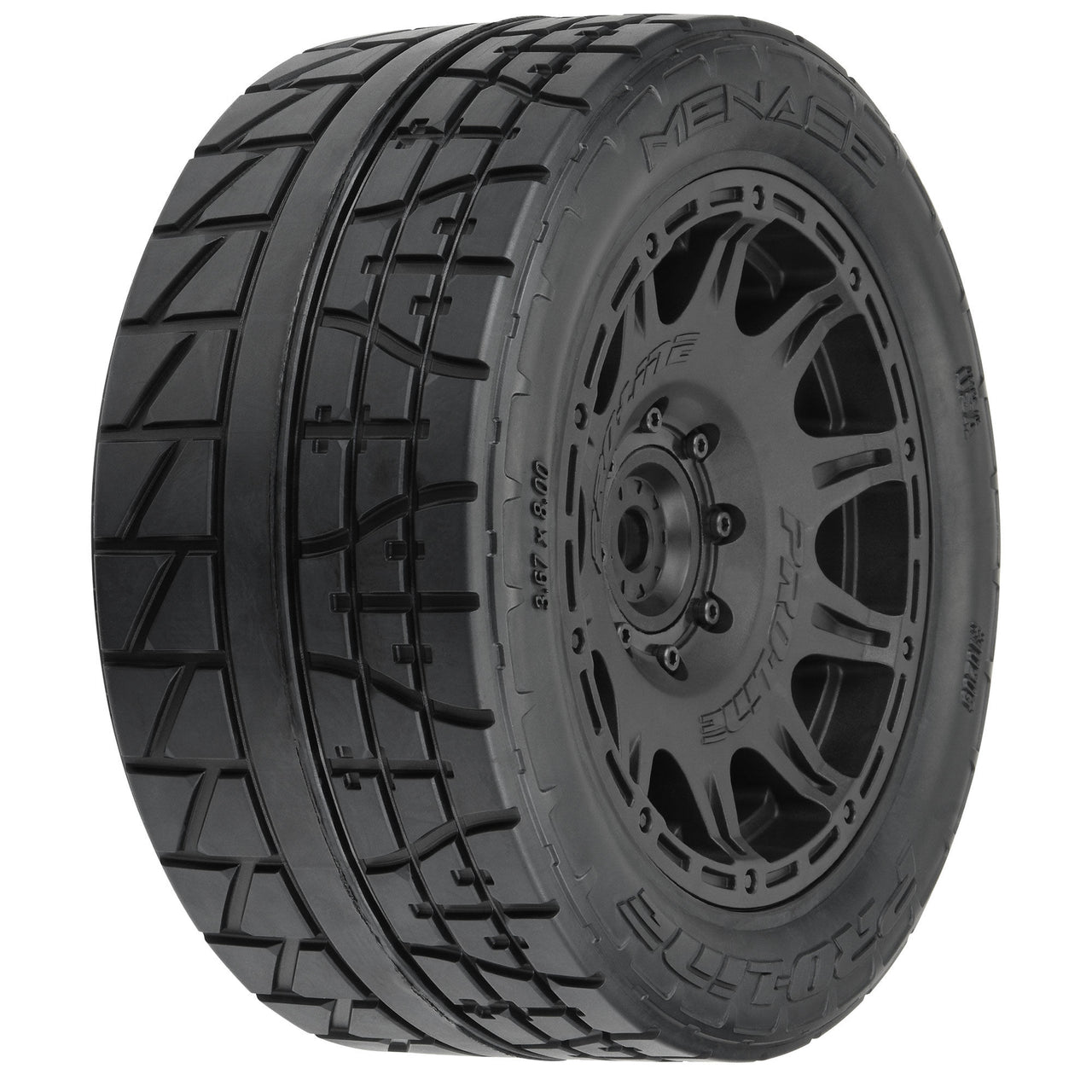PRO1020511 Proline 1/6 Menace HP BELTED F/R 5.7” Tires MTD 24mm Black Raid 8x48 Hex (2)