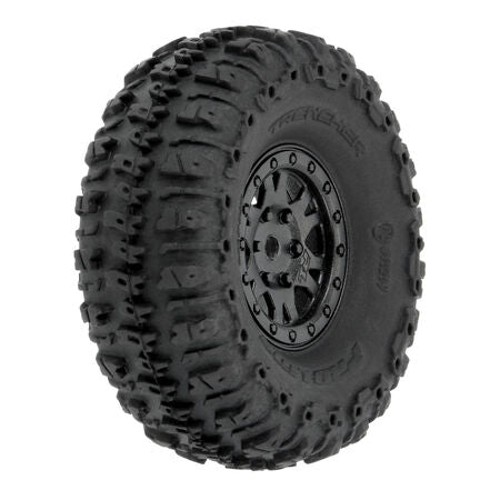 PRO1020910 1/24 Trencher F/R 1.0" Tires Mounted 7mm Black Impulse (4): SCX24