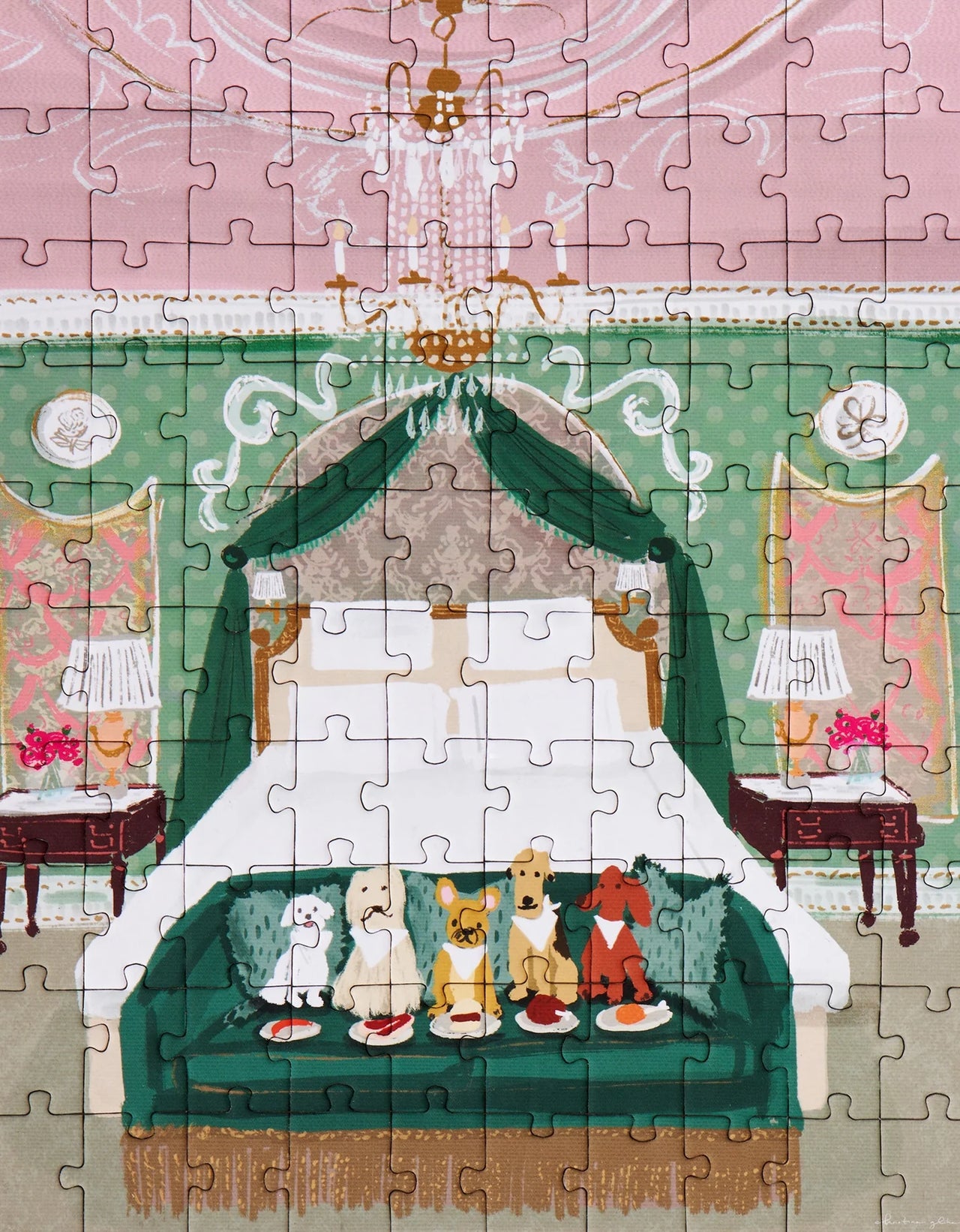 Puzzle 100 pièces Posh Puppy Room Service