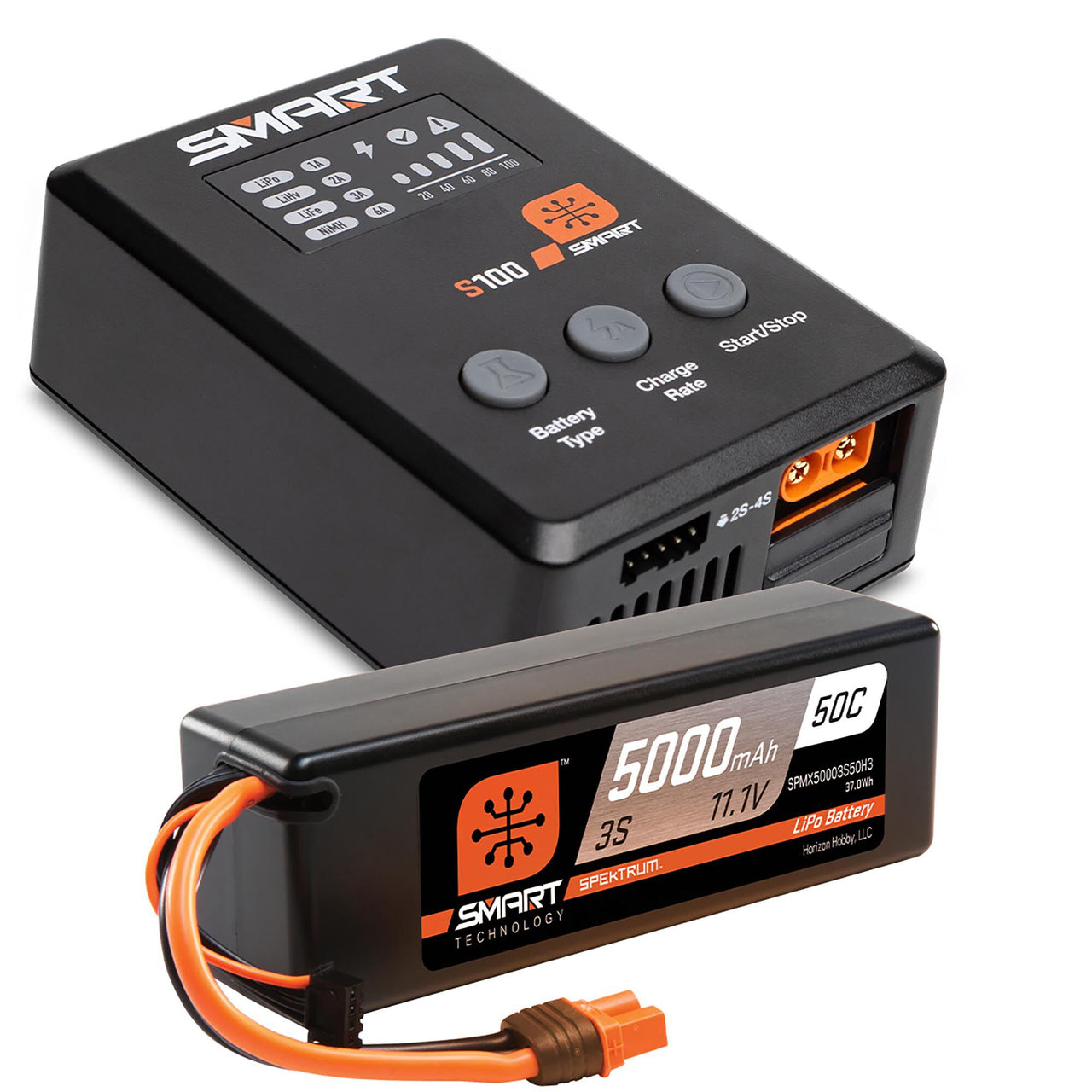Paquete de superficie Smart Powerstage SPMX-1033: batería LiPo 5000mAh 3S 50C (IC3) / cargador S100 de 100W