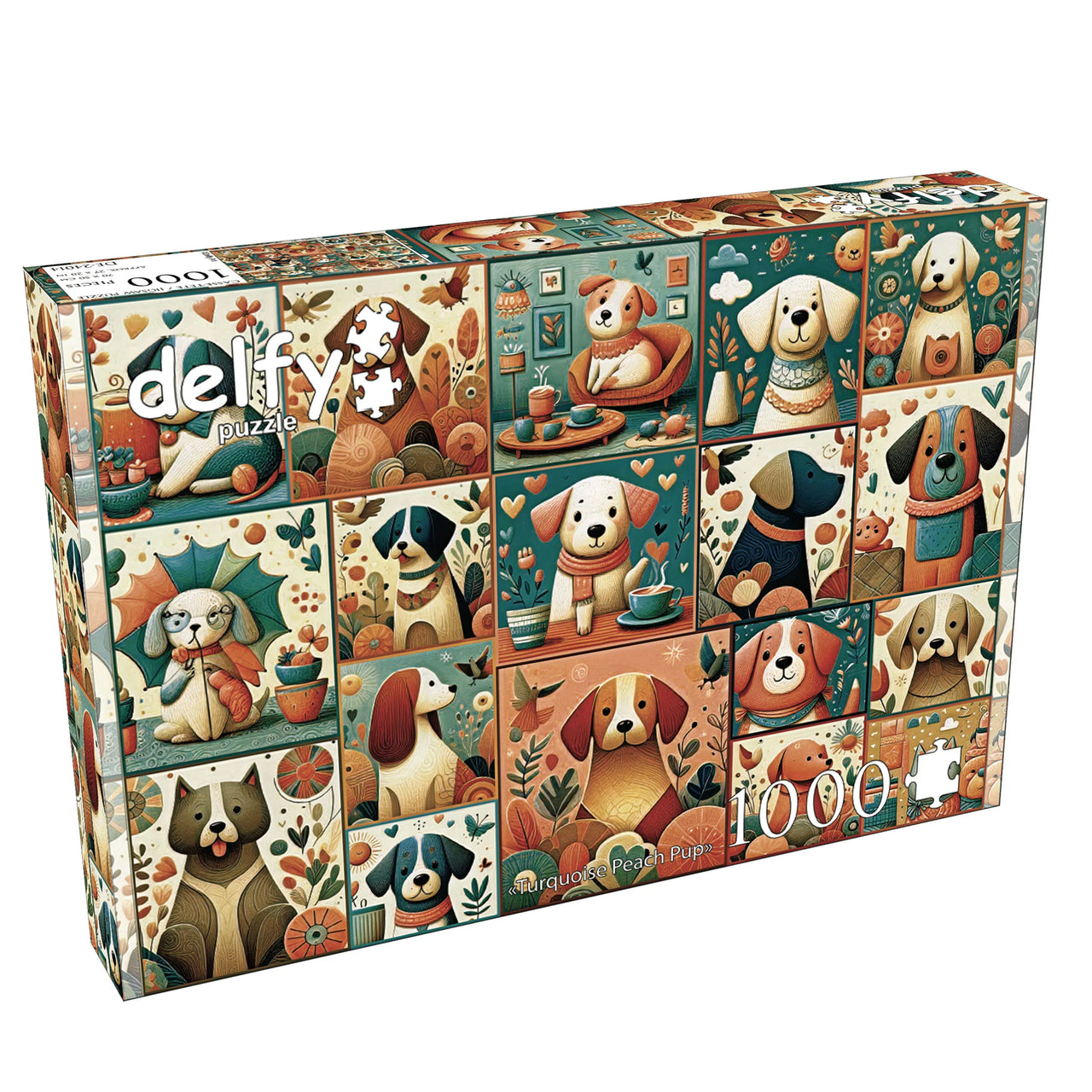 Puzzle 1000 pièces Chiot Pêche Turquoise