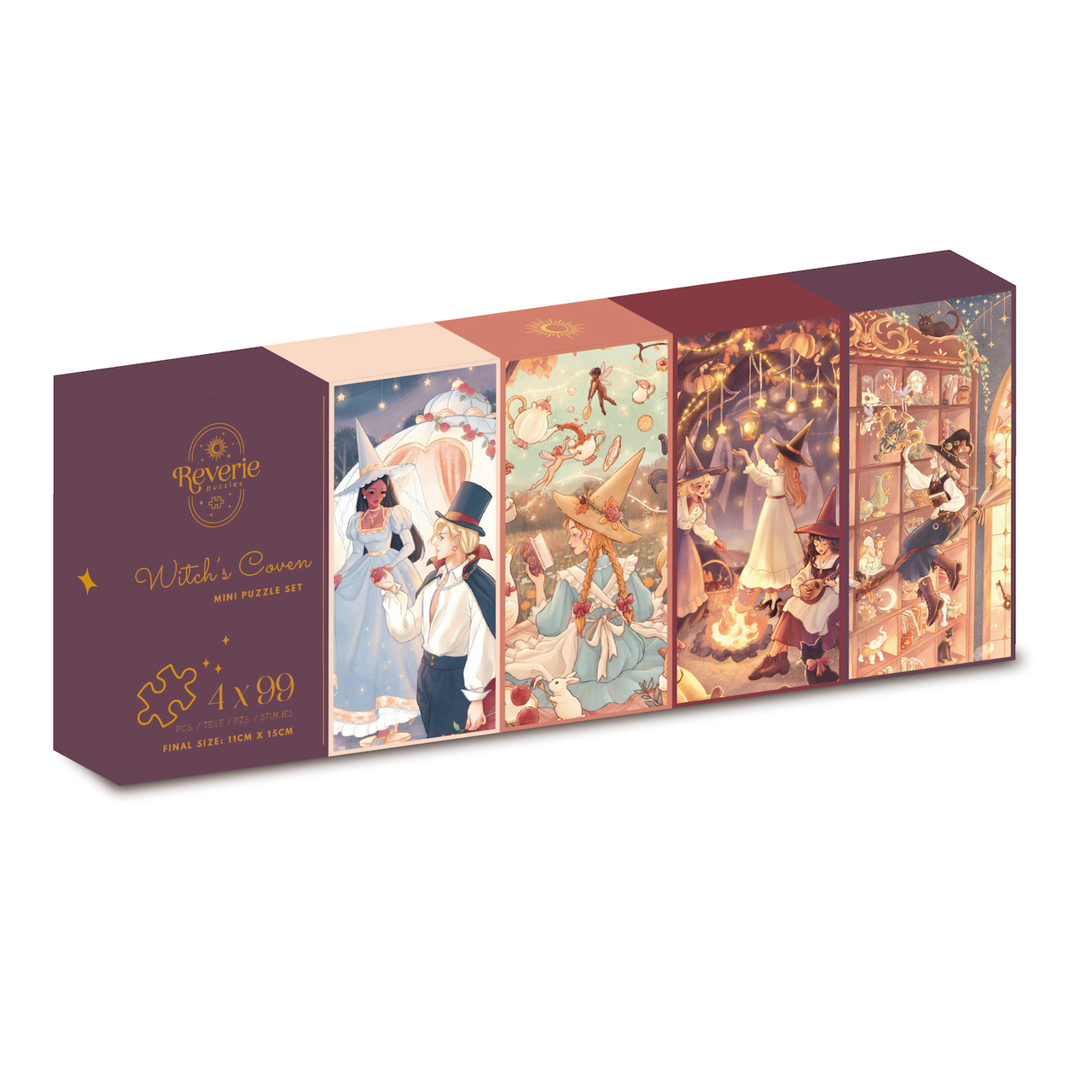 Coven des sorcières - Ensemble de 4 mini-puzzles de 99 pièces