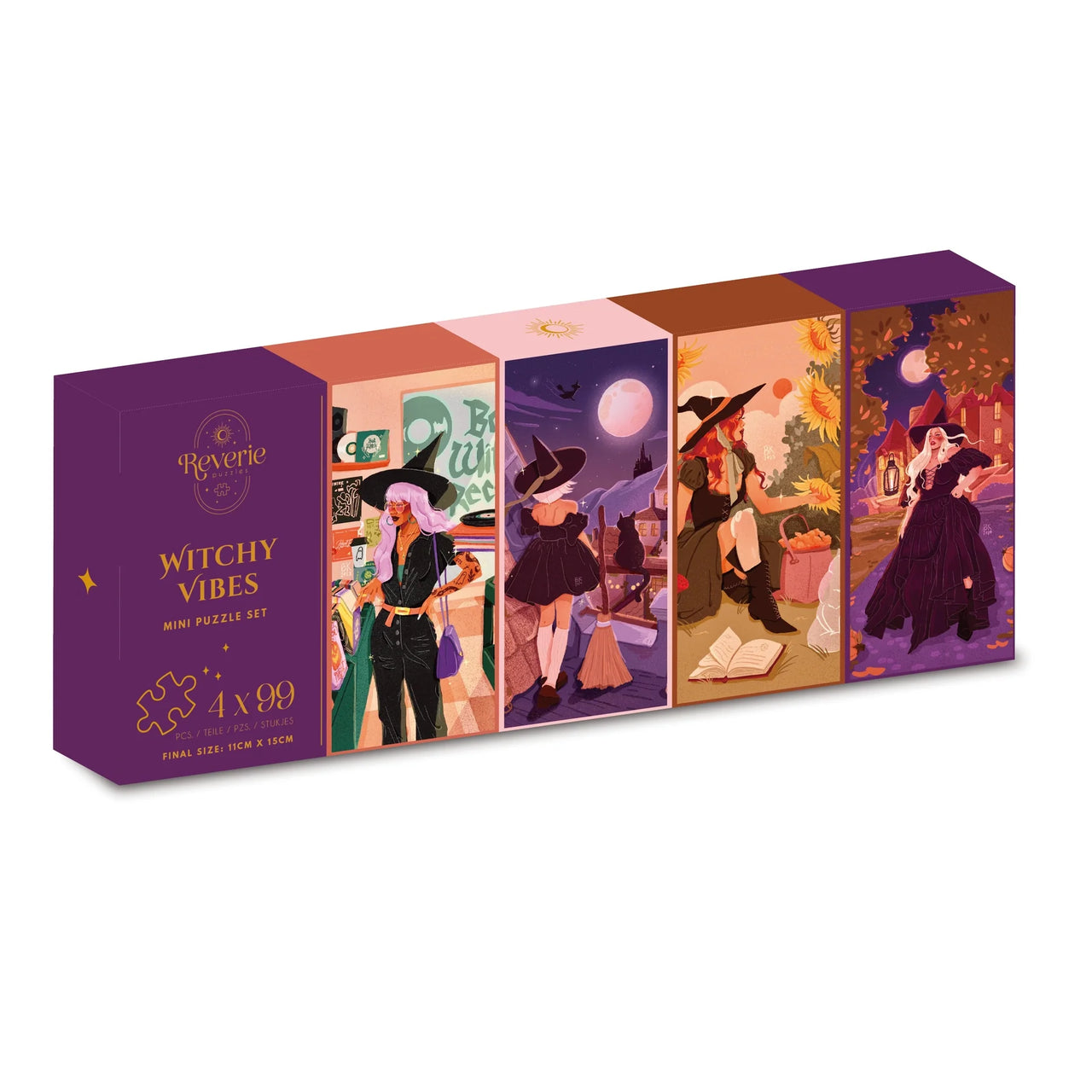 Ambiance sorcière - Ensemble de 4 mini-puzzles de 99 pièces