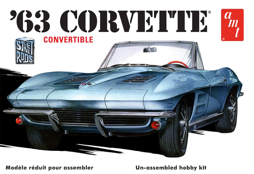 AMT1335M/12 AMT 1963 Chevy Corvette Convertible 1/25 Model Kit (Level 2)